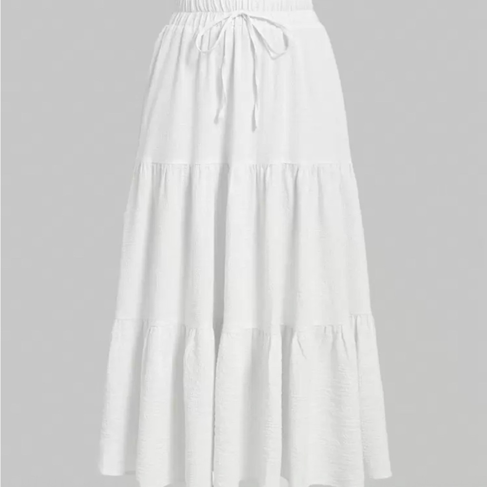 SHEIN White Tiered Maxi Skirt